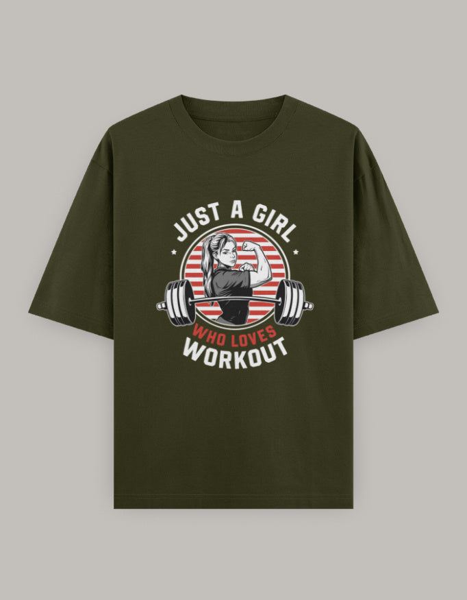 Girl Power Oversized Workout Tee t-shirt oversized fit detail view by HAViT Apparel