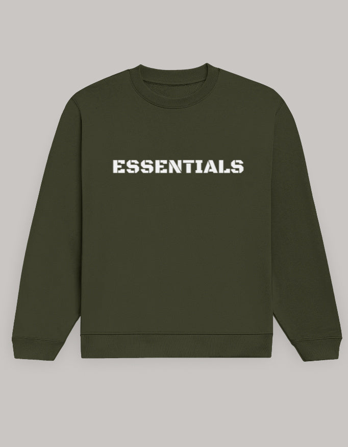 Men’s Bold Essentials Sweatshirt – Trendy Winter Essentials sweatshirt regular fit cotton fabric heavyweight fabric printed design detail view by HAViT Apparel