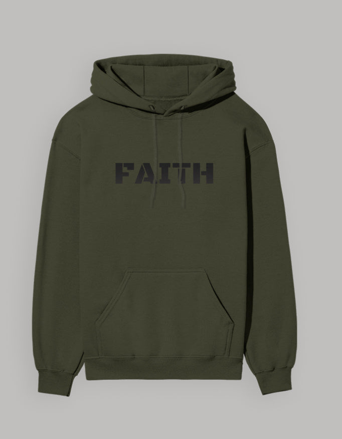 Faith Classic Hoodie hoodie regular fit cotton fabric heavyweight fabric printed design detail view by HAViT Apparel