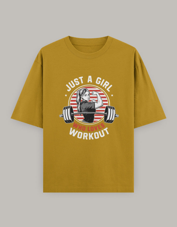 Girl Power Oversized Workout Tee t-shirt oversized fit detail view by HAViT Apparel