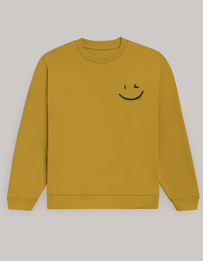 Happy Me Sweatshirt sweatshirt regular fit cotton fabric heavyweight fabric printed design detail view by HAViT Apparel