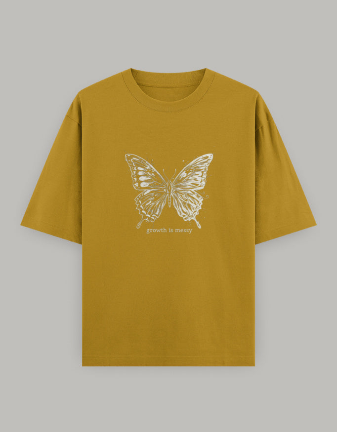 Transformation Statement Oversized Tee t-shirt oversized fit cotton fabric heavyweight fabric graphic print printed design detail view by HAViT Apparel