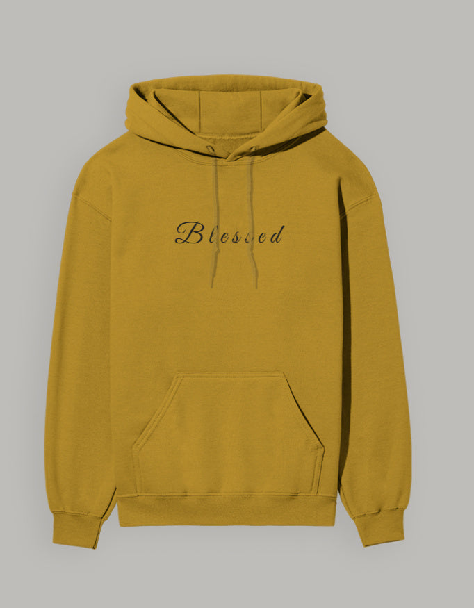 Blessed Hoodie – Minimal Lifestyle Edition hoodie regular fit cotton fabric heavyweight fabric printed design detail view by HAViT Apparel