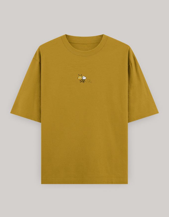Sweet Sting Embroidered Oversized Women’s Tee t-shirt oversized fit cotton fabric heavyweight fabric embroidered design detail view by HAViT Apparel