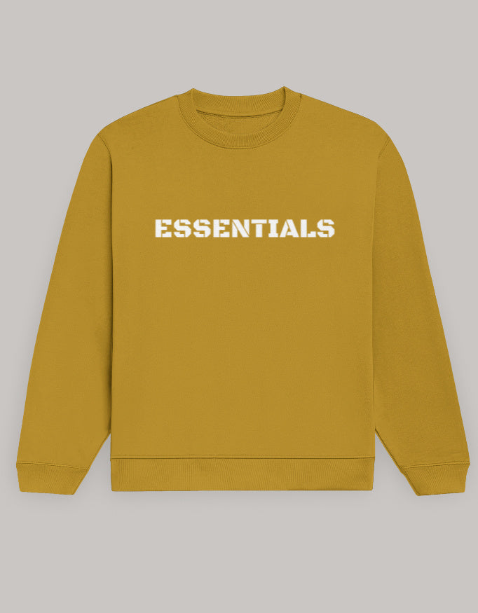 Men’s Bold Essentials Sweatshirt – Trendy Winter Essentials sweatshirt regular fit cotton fabric heavyweight fabric printed design detail view by HAViT Apparel