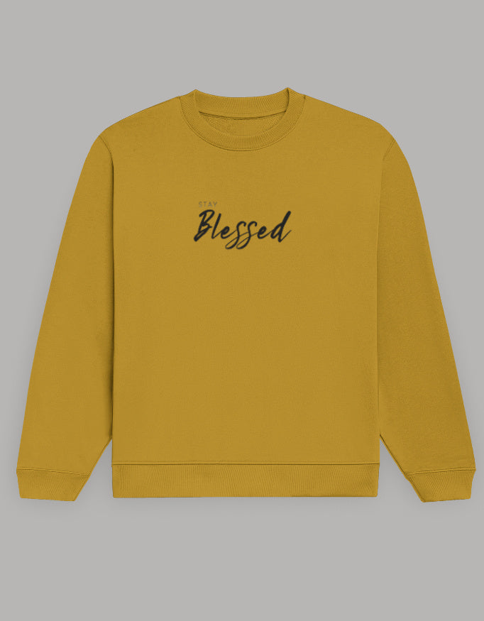 Blessed Vibes Sweatshirt sweatshirt regular fit cotton fabric heavyweight fabric detail view by HAViT Apparel