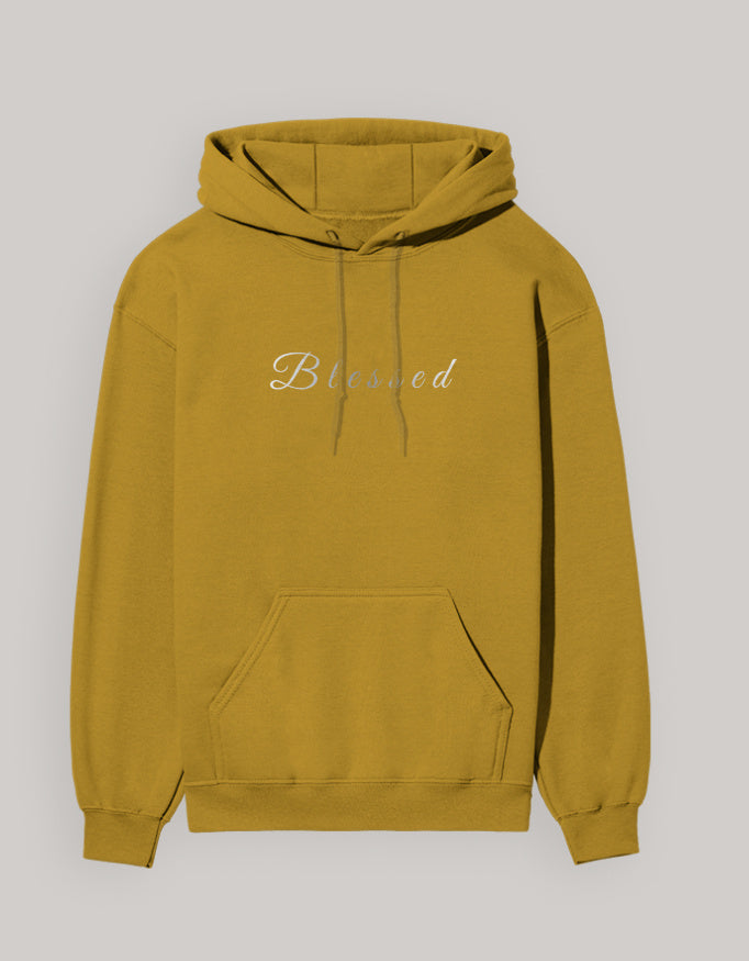 Blessed Hoodie – Minimal Lifestyle Edition hoodie regular fit cotton fabric heavyweight fabric printed design detail view by HAViT Apparel