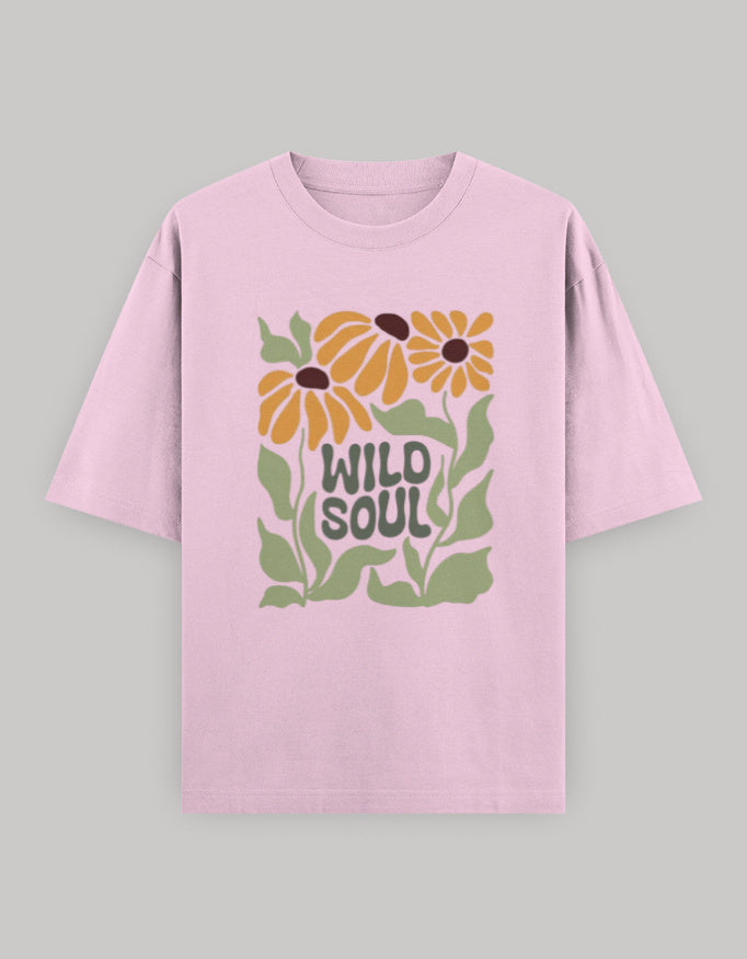 Untamed Soul Oversized Cotton T-Shirt t-shirt oversized fit cotton fabric heavyweight fabric printed design detail view by HAViT Apparel