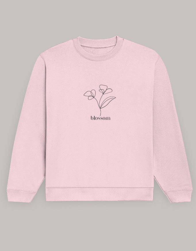 Women’s Regular Fit Sweatshirt with Blossom Floral Graphic Dark Edition sweatshirt regular fit cotton fabric heavyweight fabric printed design detail view by HAViT Apparel