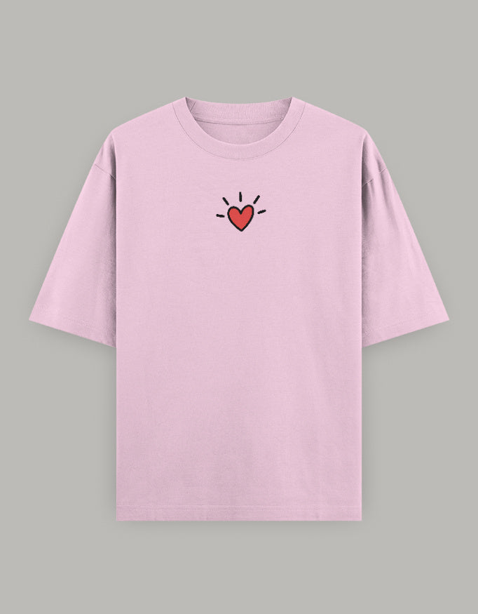 Pure Heart Embroidered Oversized Tee t-shirt oversized fit cotton fabric heavyweight fabric embroidered design detail view by HAViT Apparel