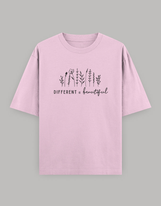 Beautifully Different Statement Oversized Tee t-shirt oversized fit cotton fabric heavyweight fabric printed design detail view by HAViT Apparel