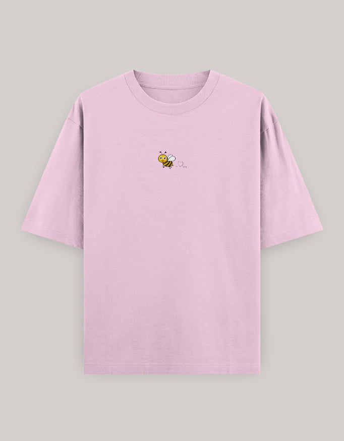 Sweet Sting Embroidered Oversized Women’s Tee t-shirt oversized fit cotton fabric heavyweight fabric embroidered design detail view by HAViT Apparel