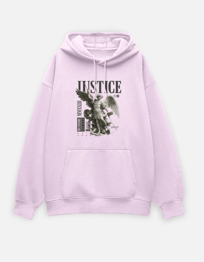 Divine Justice- Oversized Hoodie hoodie oversized fit cotton fabric heavyweight fabric detail view by HAViT Apparel