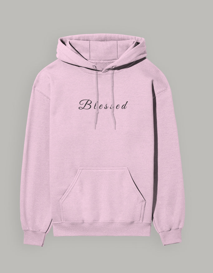 Blessed Hoodie – Minimal Lifestyle Edition hoodie regular fit cotton fabric heavyweight fabric printed design detail view by HAViT Apparel