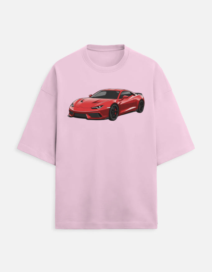 Scarlet Velocity Oversized Terry Tshirt oversized fit cotton fabric heavyweight fabric graphic print printed design detail view by HAViT Apparel