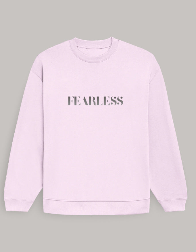 Fearless Graphic Oversized Sweatshirt for Women sweatshirt oversized fit cotton fabric heavyweight fabric printed design detail view by HAViT Apparel