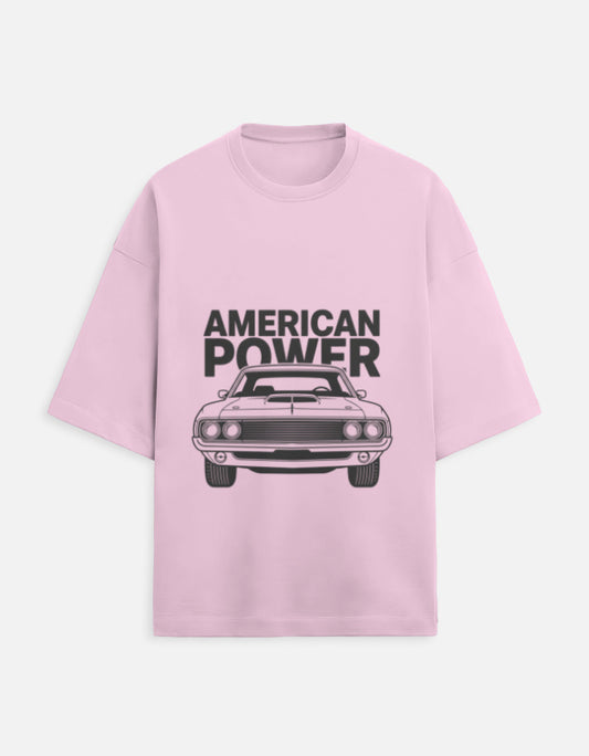 American Power Oversized Terry Tshirt oversized fit cotton fabric heavyweight fabric printed design detail view by HAViT Apparel