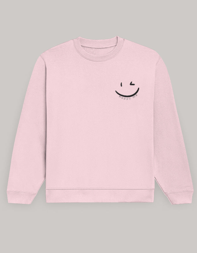 Happy Me Sweatshirt sweatshirt regular fit cotton fabric heavyweight fabric printed design detail view by HAViT Apparel