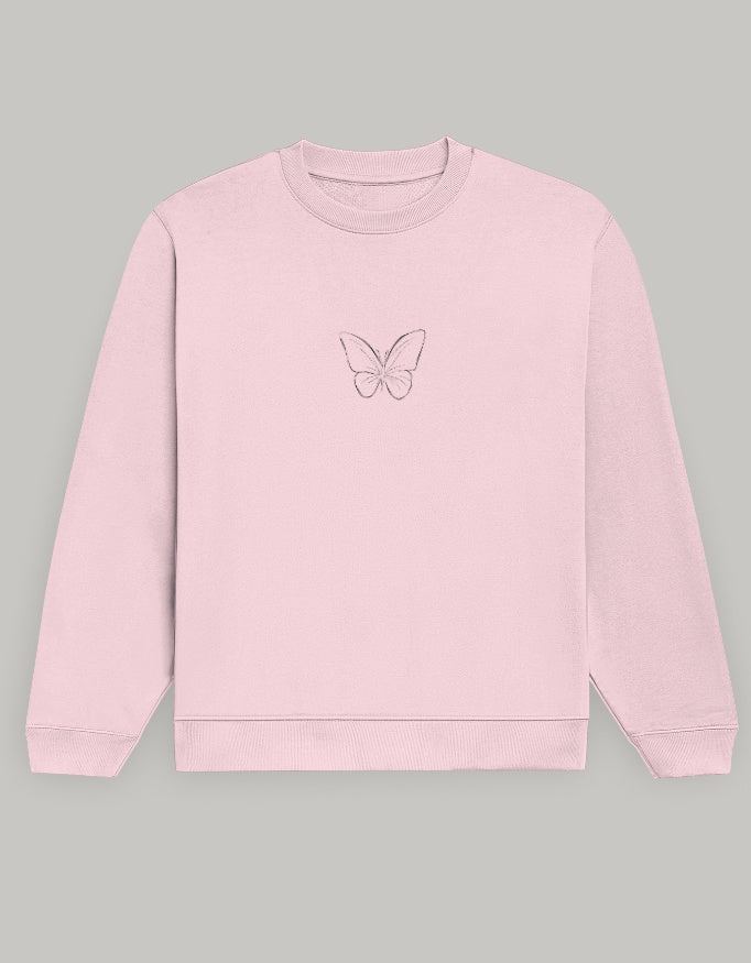 Aesthetic Butterfly Print Women’s Sweatshirt-Dark Edition sweatshirt regular fit cotton fabric heavyweight fabric graphic print printed design detail view by HAViT Apparel