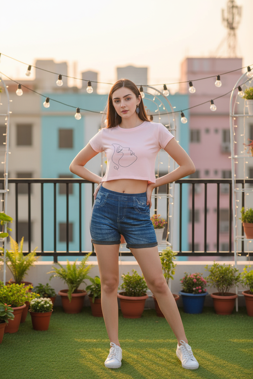 Single Line Silhouette Crop Top