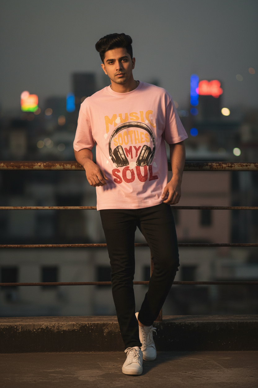 Music Soothes My Soul – Oversized Graphic T-Shirt