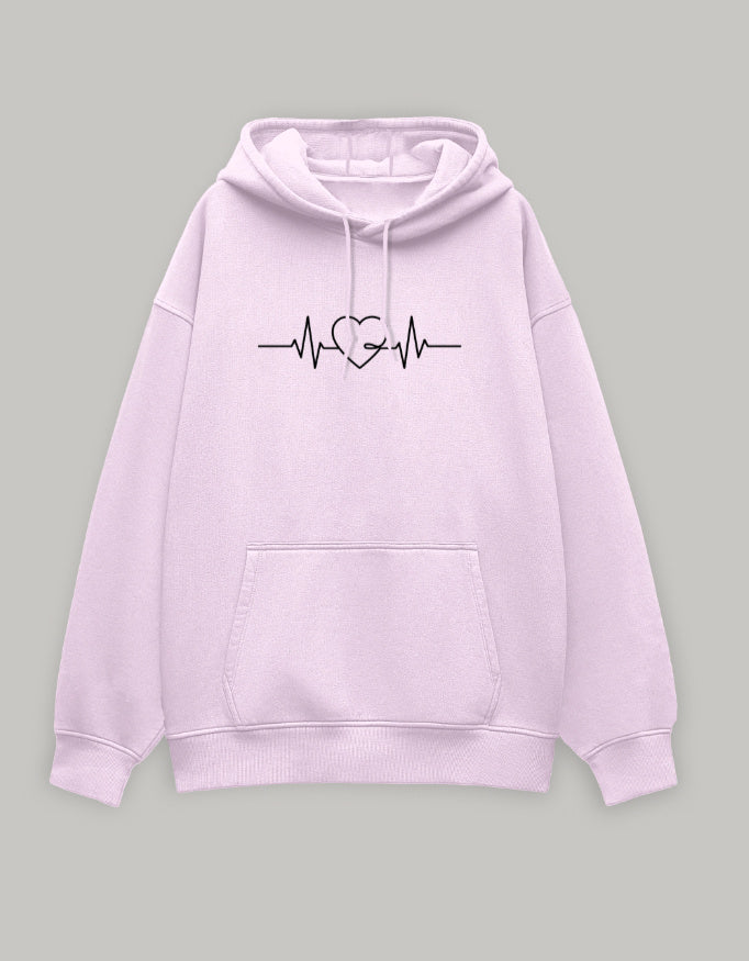 Love Pulse Oversized Hoodie hoodie oversized fit cotton fabric heavyweight fabric graphic print detail view by HAViT Apparel