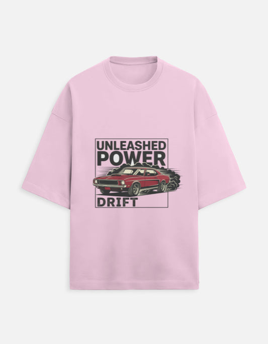 Unleashed Power Drift Oversized Terry Tshirt oversized fit cotton fabric heavyweight fabric graphic print printed design detail view by HAViT Apparel