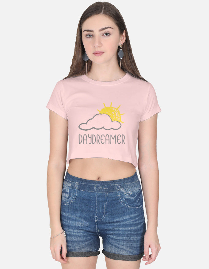 Cloudy Daydream Crop Tee cotton fabric heavyweight fabric detail view by HAViT Apparel