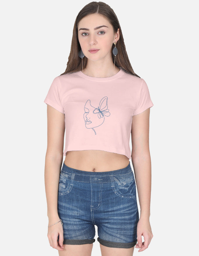 Single Line Muse Crop Top cotton fabric heavyweight fabric detail view by HAViT Apparel