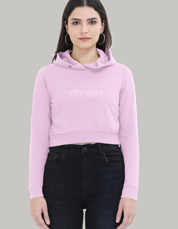 Chosen Cropped Hoodie – Bold Graphic Print hoodie cotton fabric heavyweight fabric graphic print printed design detail view by HAViT Apparel