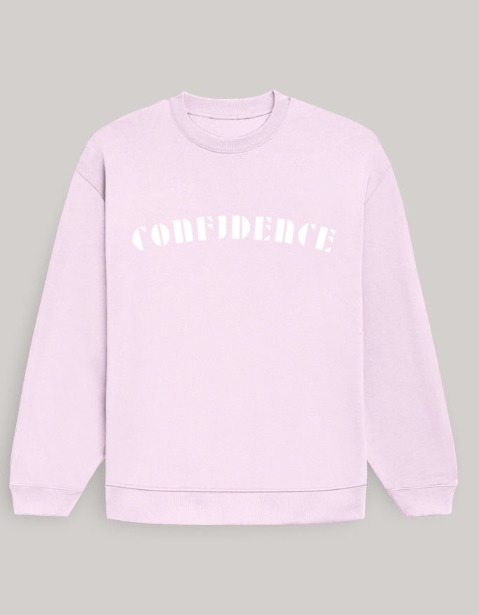 Men’s Oversized Confidence Typography Sweatshirt sweatshirt oversized fit cotton fabric heavyweight fabric graphic print printed design detail view by HAViT Apparel