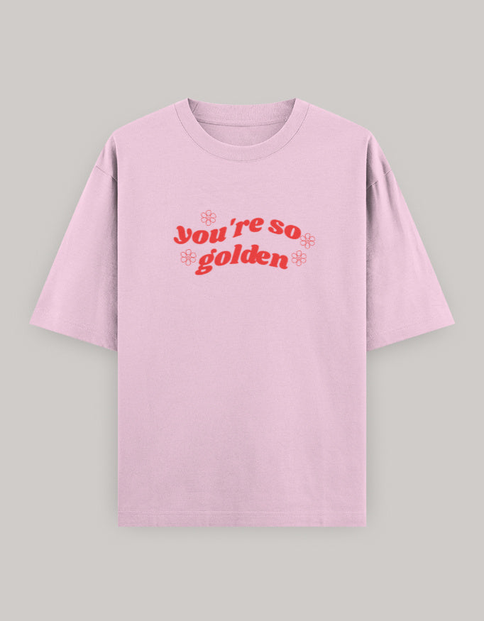 Golden Soul Oversized Women’s T-Shirt t-shirt oversized fit cotton fabric heavyweight fabric printed design detail view by HAViT Apparel