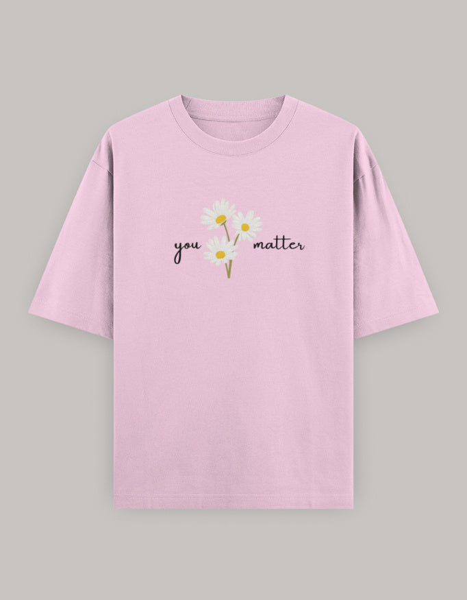 Self Love Bloom Oversized Tee t-shirt oversized fit cotton fabric heavyweight fabric printed design detail view by HAViT Apparel