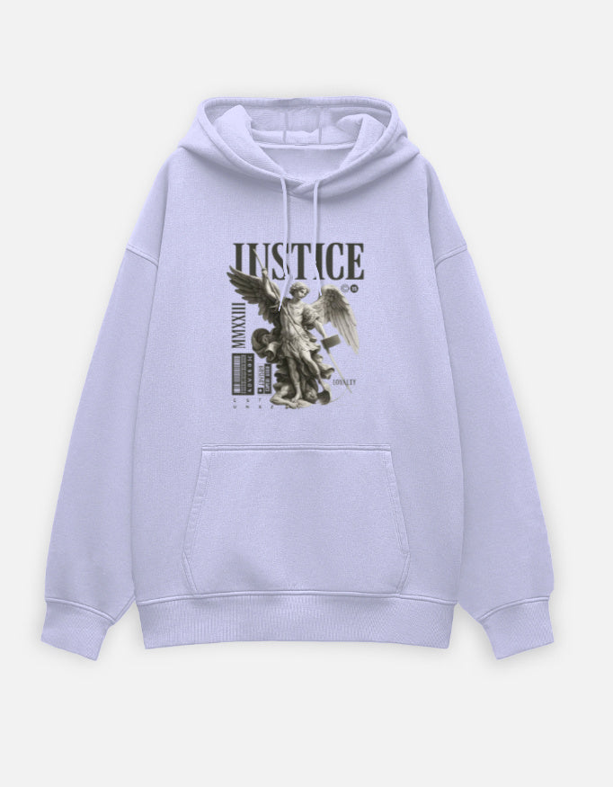 Divine Justice- Oversized Hoodie hoodie oversized fit cotton fabric heavyweight fabric detail view by HAViT Apparel
