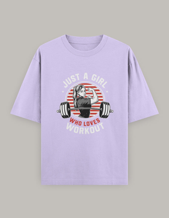 Girl Power Oversized Workout Tee t-shirt oversized fit detail view by HAViT Apparel