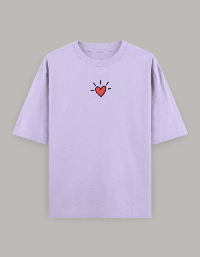 Pure Heart Embroidered Oversized Tee t-shirt oversized fit cotton fabric heavyweight fabric embroidered design detail view by HAViT Apparel