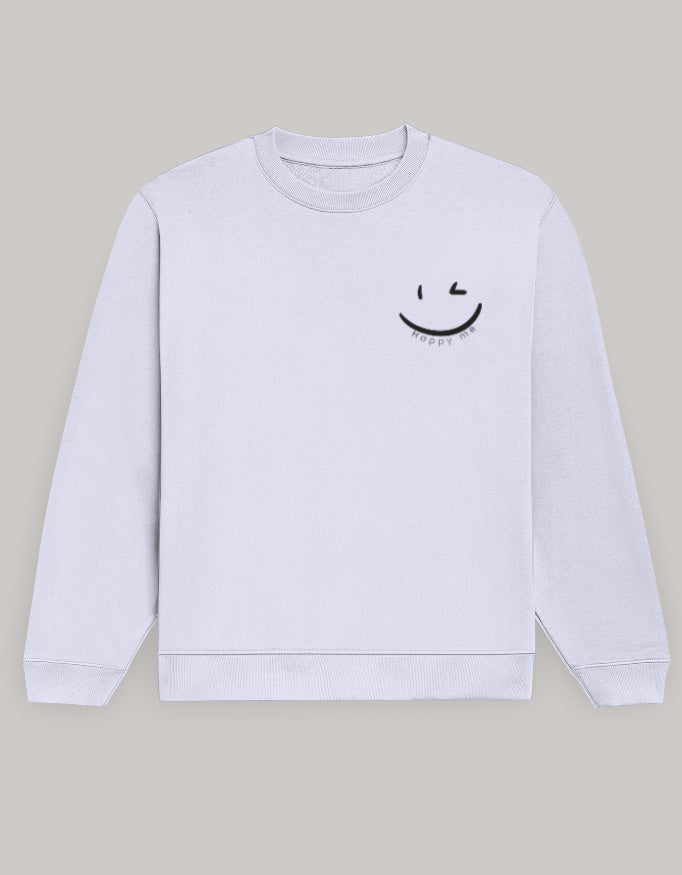 Happy Me Sweatshirt sweatshirt regular fit cotton fabric heavyweight fabric printed design detail view by HAViT Apparel