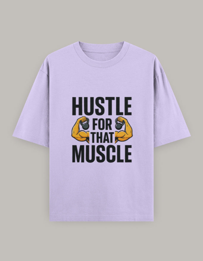Muscle Hustle Oversize Tee oversized fit printed design detail view by HAViT Apparel