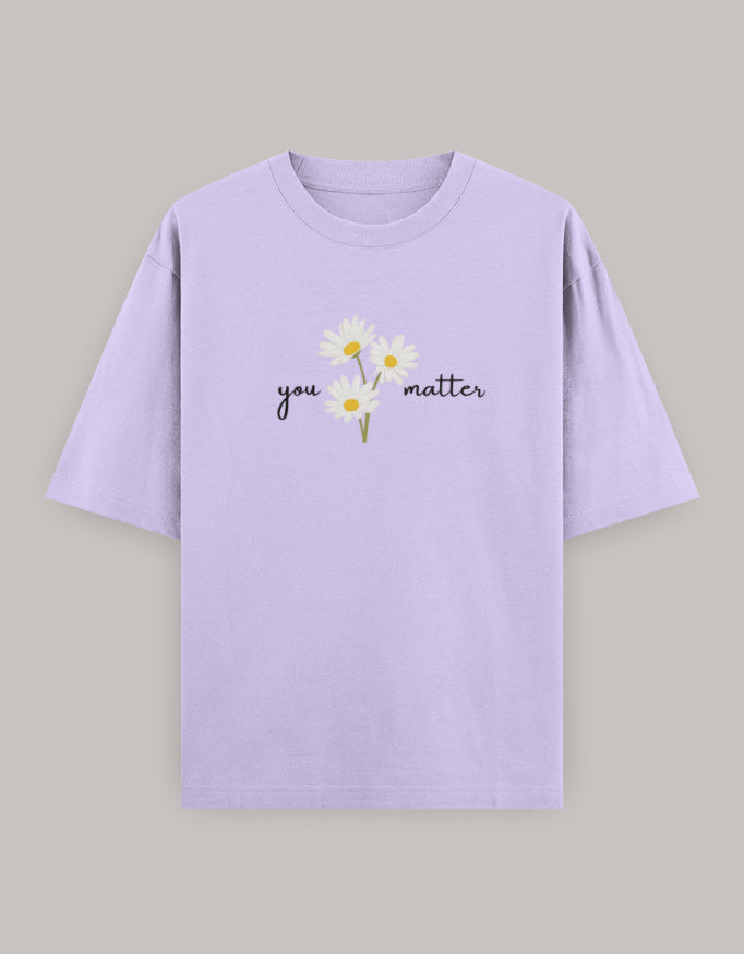 Self Love Bloom Oversized Tee t-shirt oversized fit cotton fabric heavyweight fabric printed design detail view by HAViT Apparel