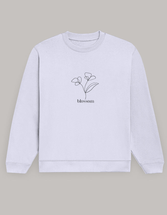 Women’s Regular Fit Sweatshirt with Blossom Floral Graphic Dark Edition sweatshirt regular fit cotton fabric heavyweight fabric printed design detail view by HAViT Apparel