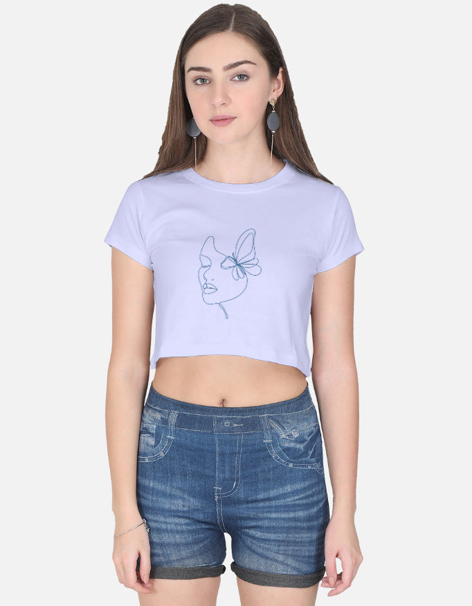 Single Line Muse Crop Top cotton fabric heavyweight fabric detail view by HAViT Apparel