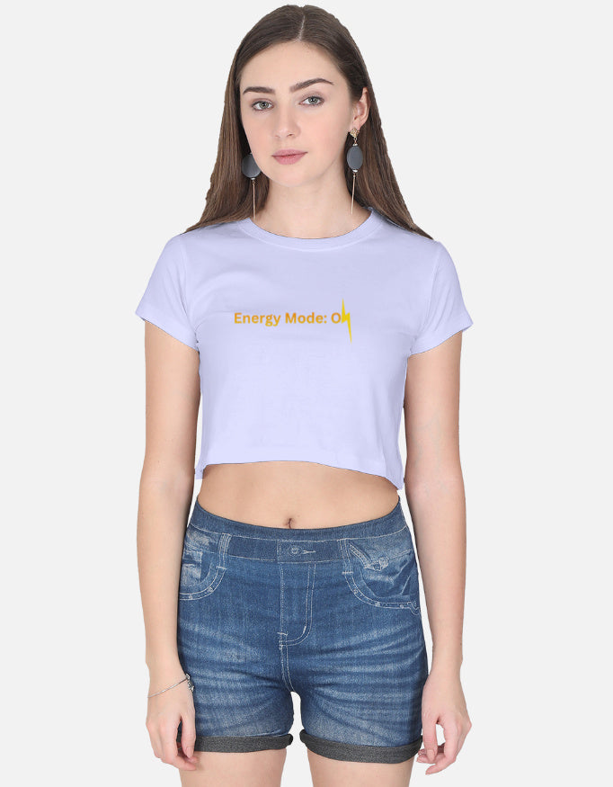 Energy Mode On Crop Tee cotton fabric heavyweight fabric detail view by HAViT Apparel