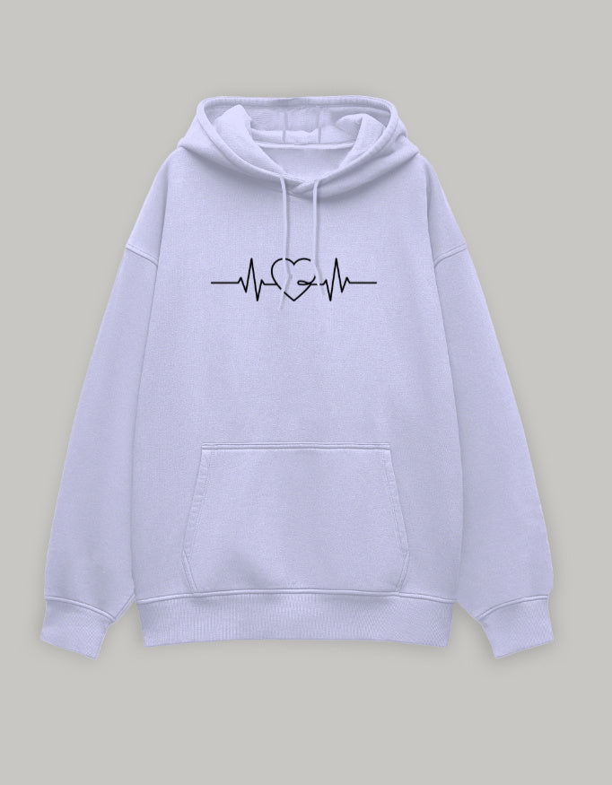 Love Pulse Oversized Hoodie hoodie oversized fit cotton fabric heavyweight fabric graphic print detail view by HAViT Apparel