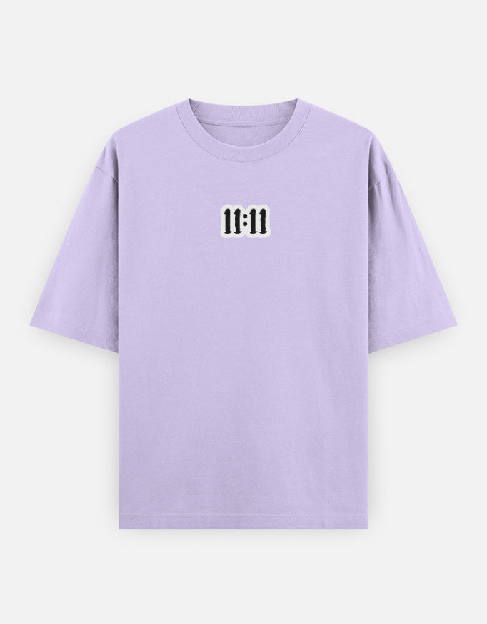 11:11 Wishmark Oversized Women’s T-Shirt jacket oversized fit cotton fabric heavyweight fabric embroidered design detail view by HAViT Apparel
