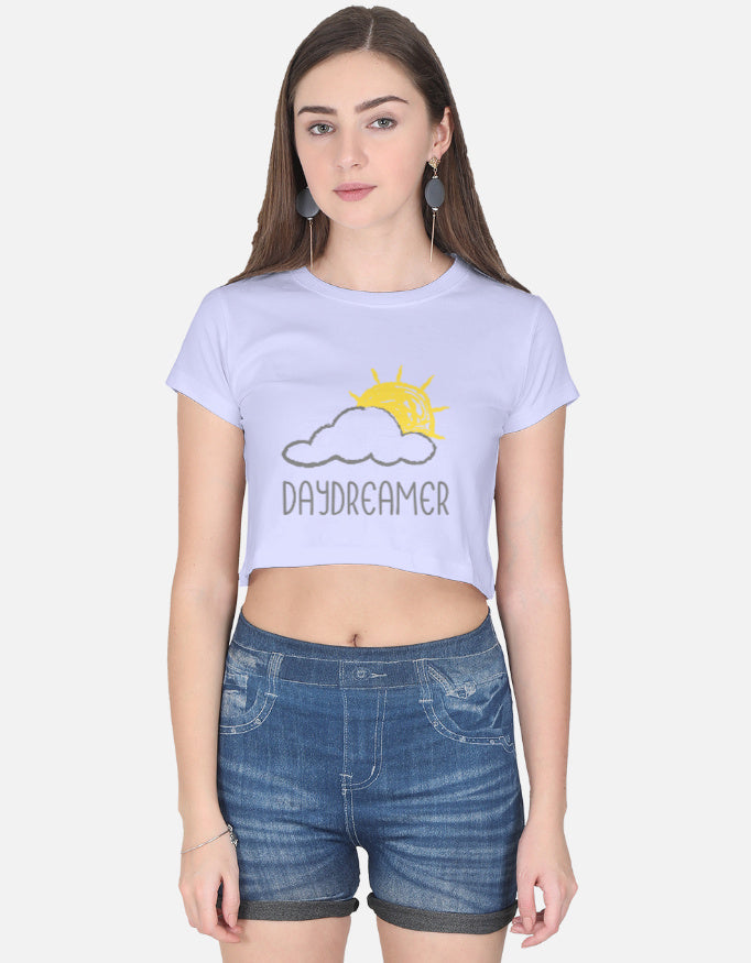 Cloudy Daydream Crop Tee cotton fabric heavyweight fabric detail view by HAViT Apparel