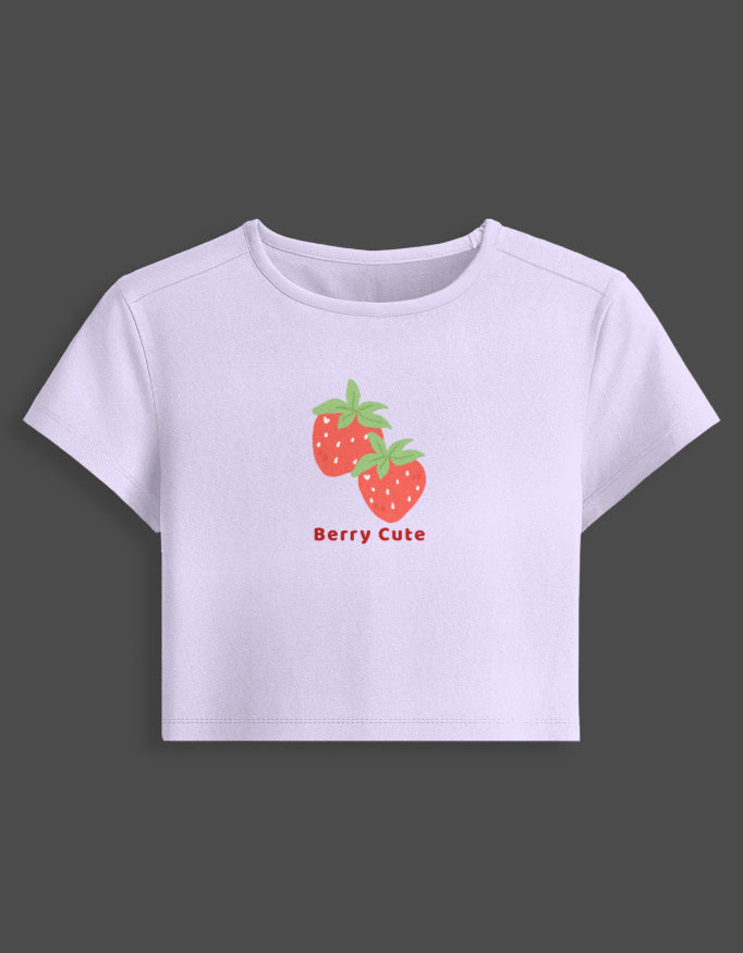 Sweet Berry Aesthetic Baby Tee cotton fabric heavyweight fabric detail view by HAViT Apparel
