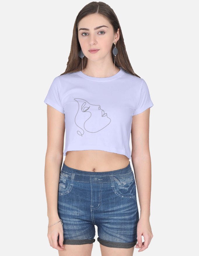 Single Line Silhouette Crop Top cotton fabric heavyweight fabric detail view by HAViT Apparel