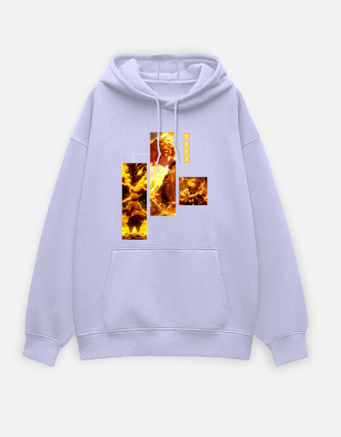 Anime Oversized Hoodie hoodie oversized fit cotton fabric heavyweight fabric printed design anime inspired design detail view by HAViT Apparel