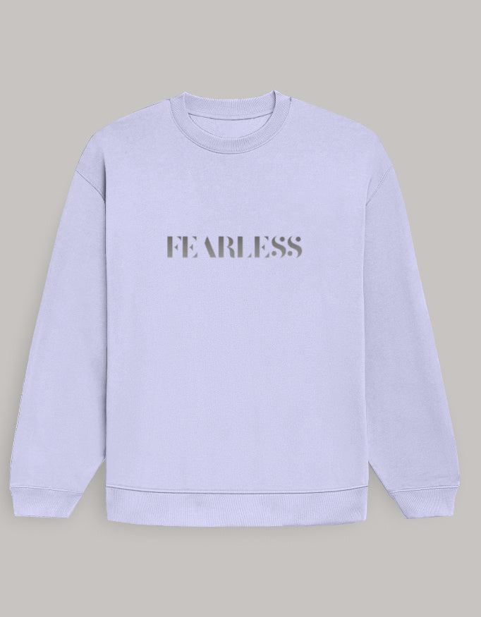 Fearless Graphic Oversized Sweatshirt for Women sweatshirt oversized fit cotton fabric heavyweight fabric printed design detail view by HAViT Apparel