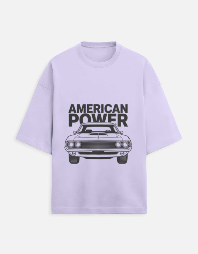 American Power Oversized Terry Tshirt oversized fit cotton fabric heavyweight fabric printed design detail view by HAViT Apparel